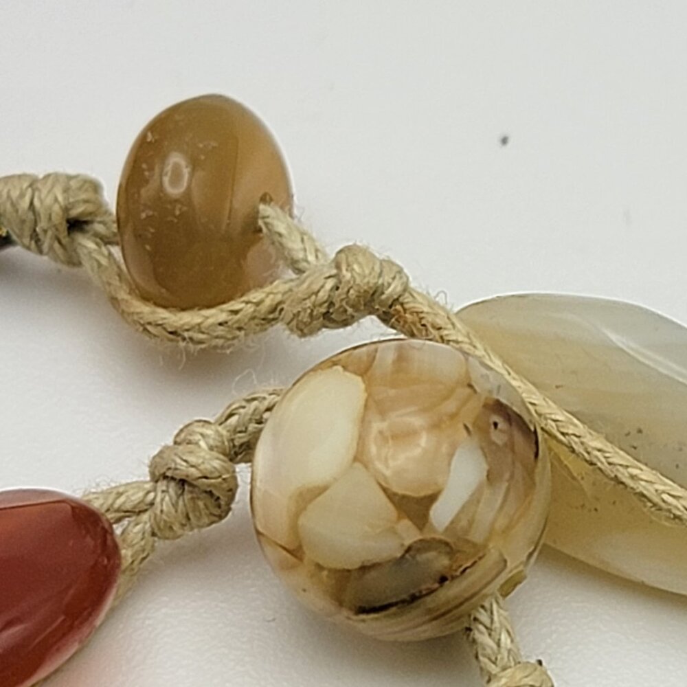 Vintage Artisan Hand Knotted Multicolor Agate Gemstone Cord Necklace 47" - Picture 5 of 11